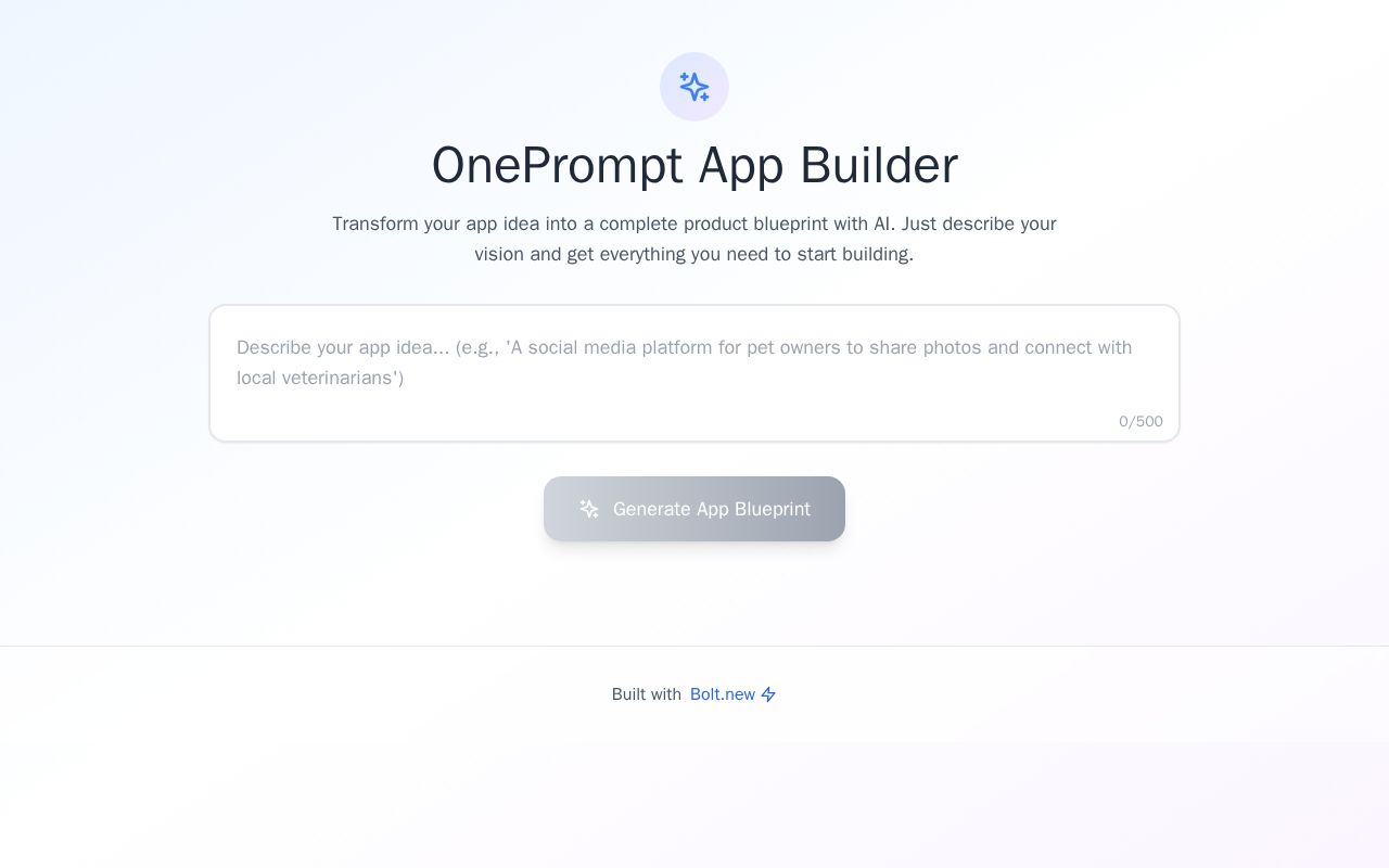 Preview of OnePrompt App Builder