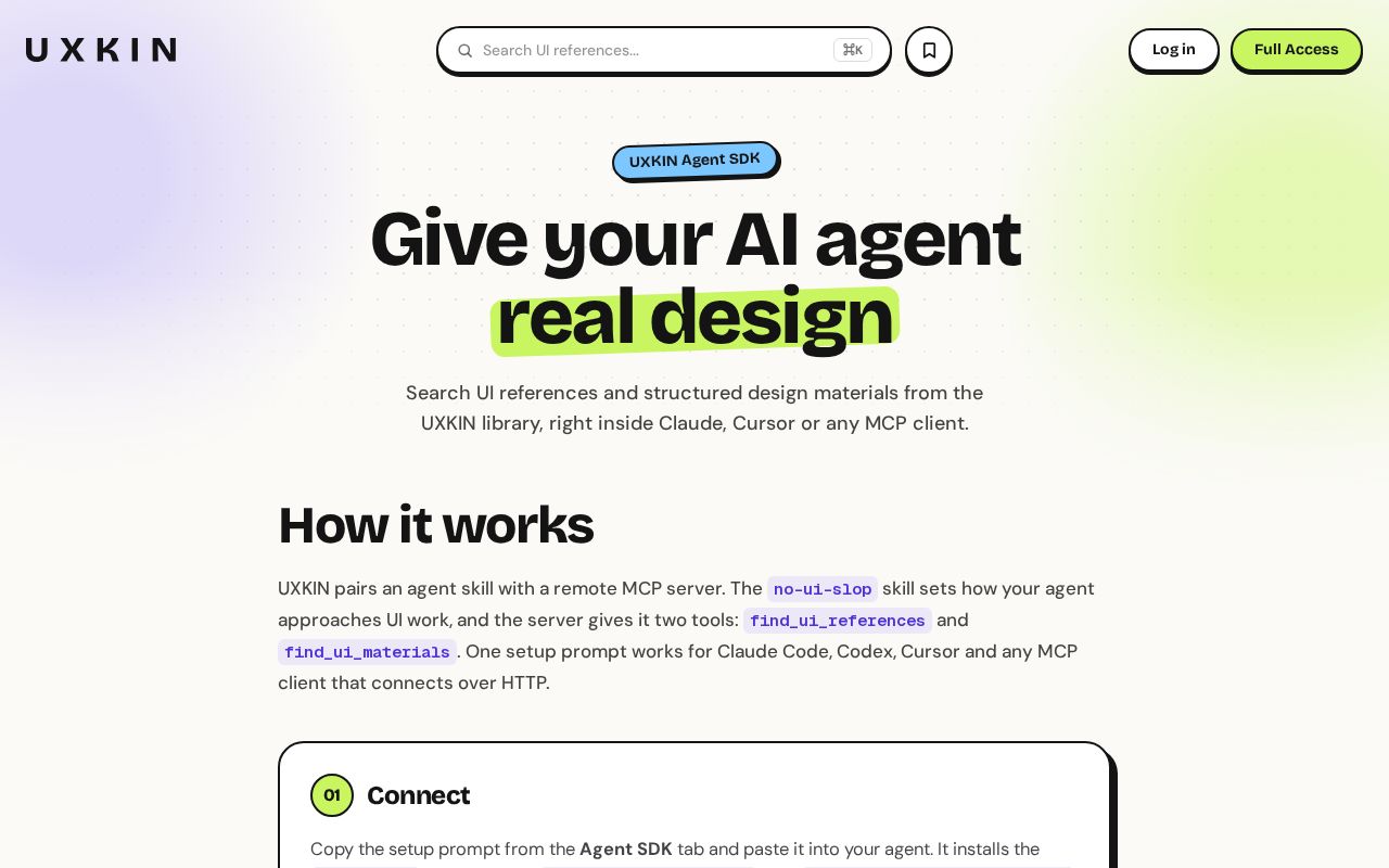 Preview of Docs: connect your coding agent to UXKIN