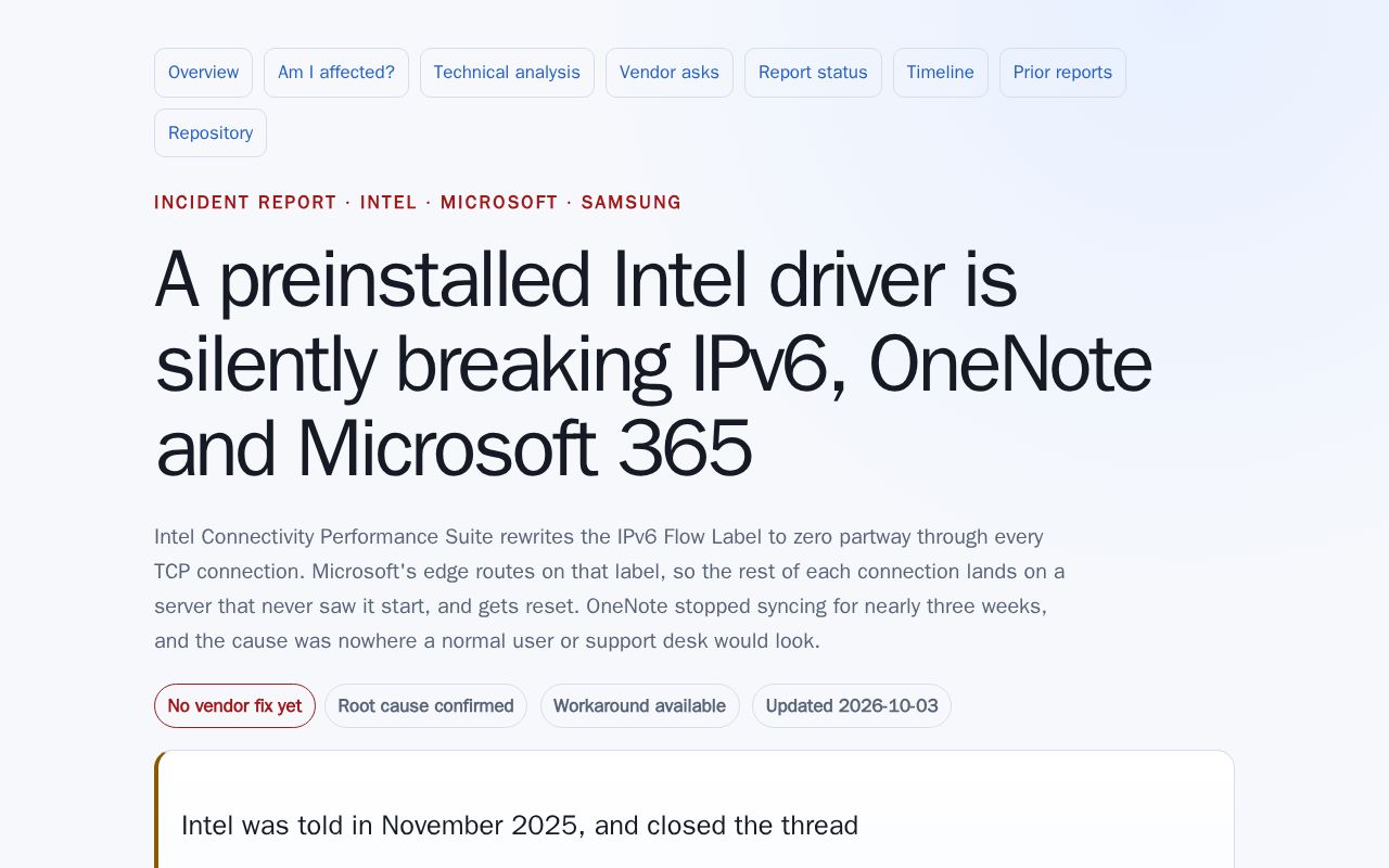 Preview of Intel Icps Ipv6 Flow Label Incident