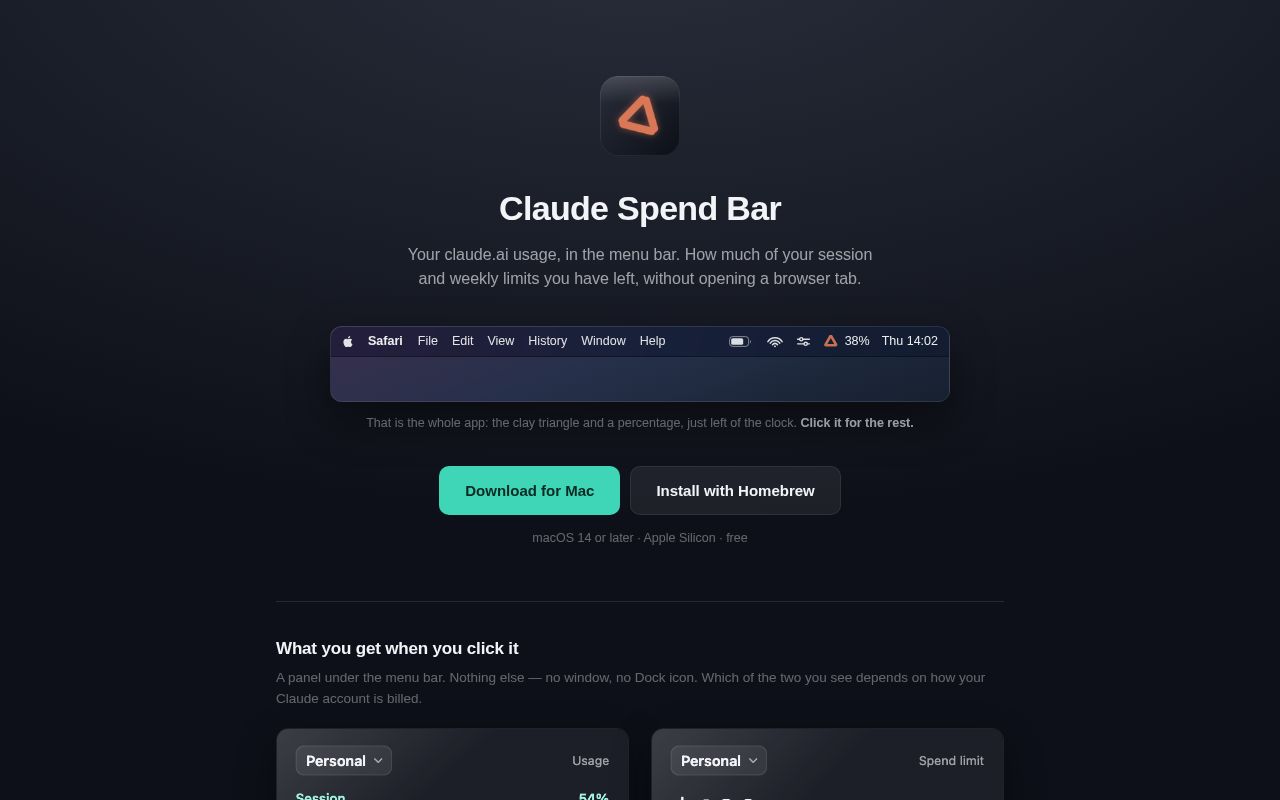 Preview of Claude Spend Bar