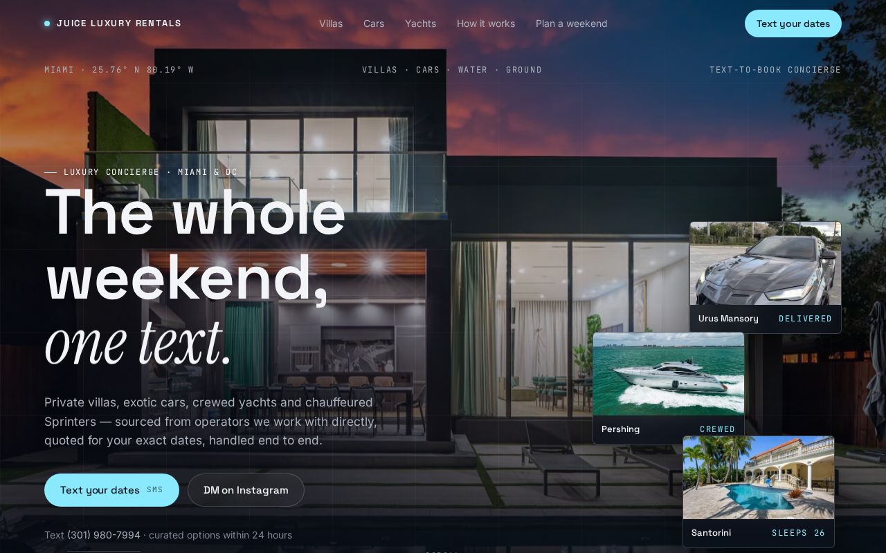 Preview of Miami Villas, Exotic Cars & Yachts
