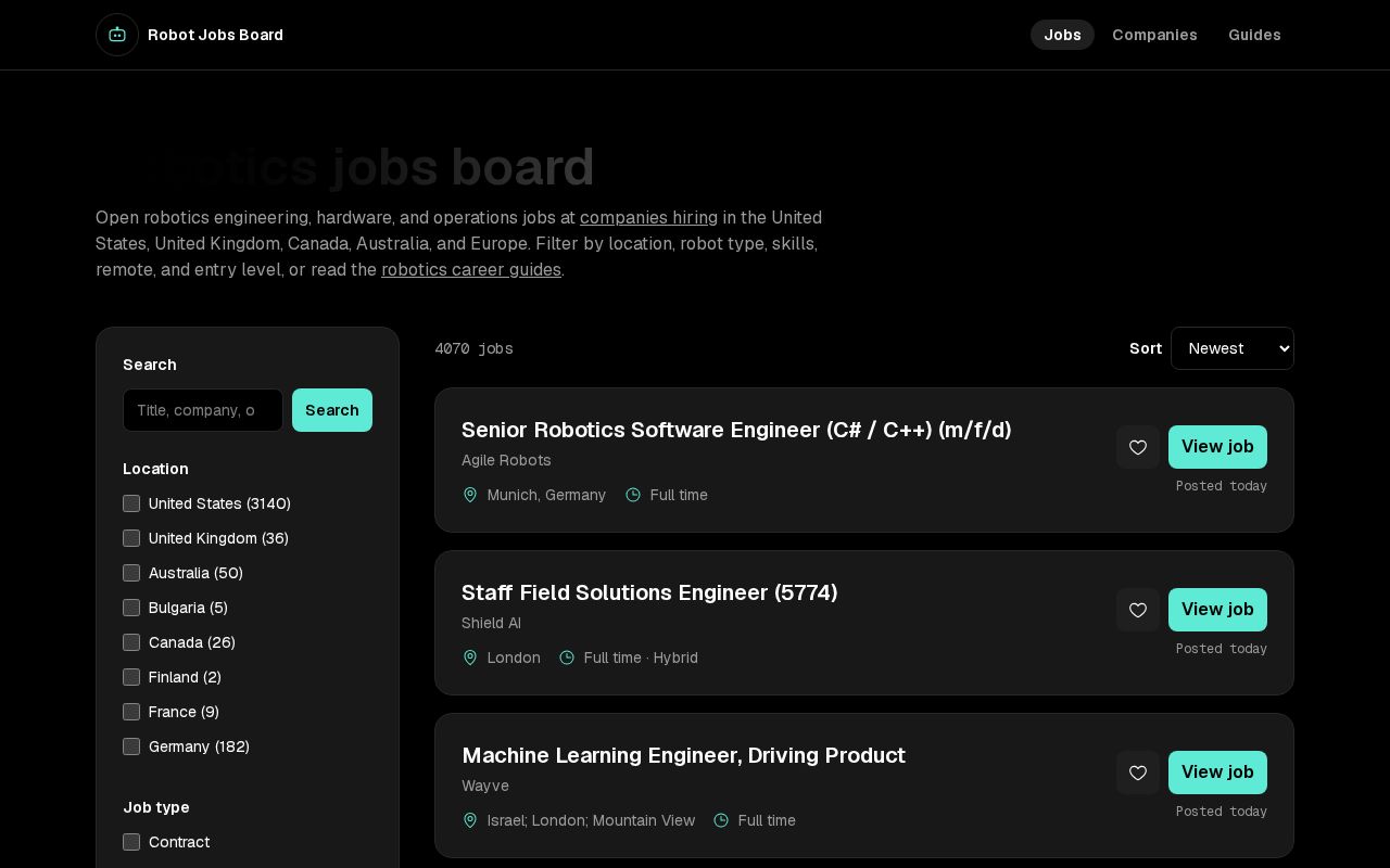 Preview of Robot Jobs Board
