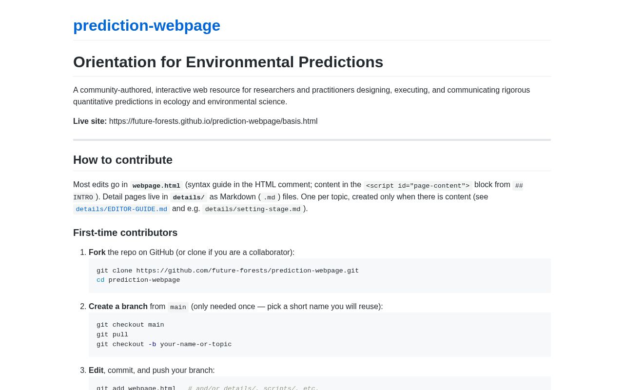 Preview of Prediction Webpage