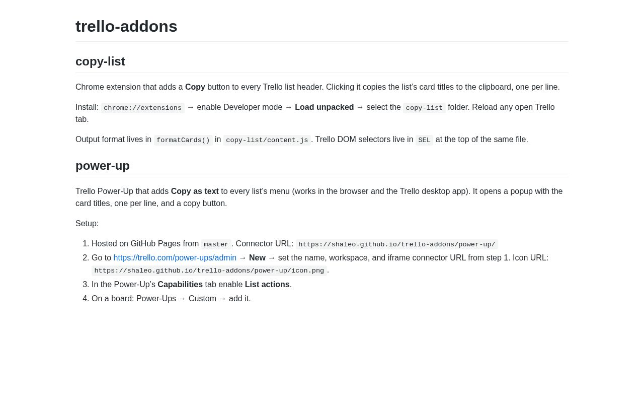 Preview of Trello Addons