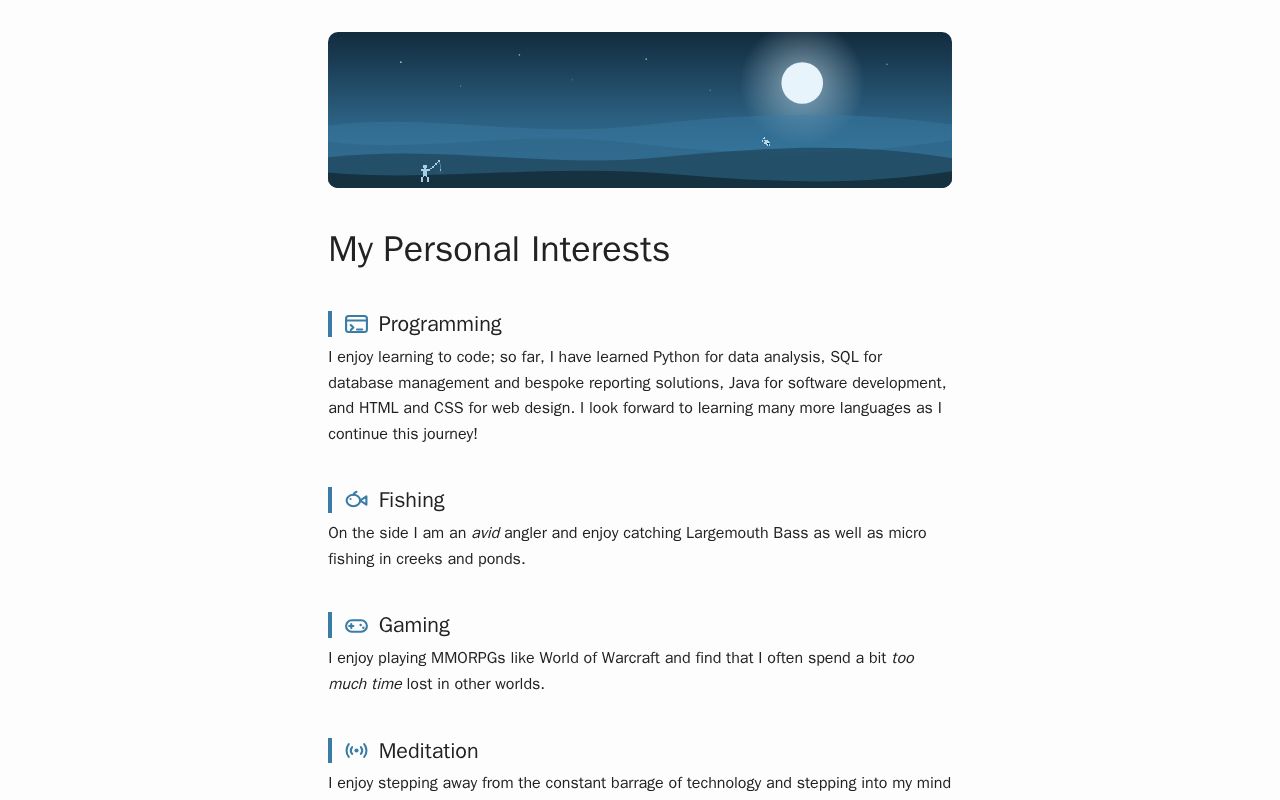 Preview of Personal Interests