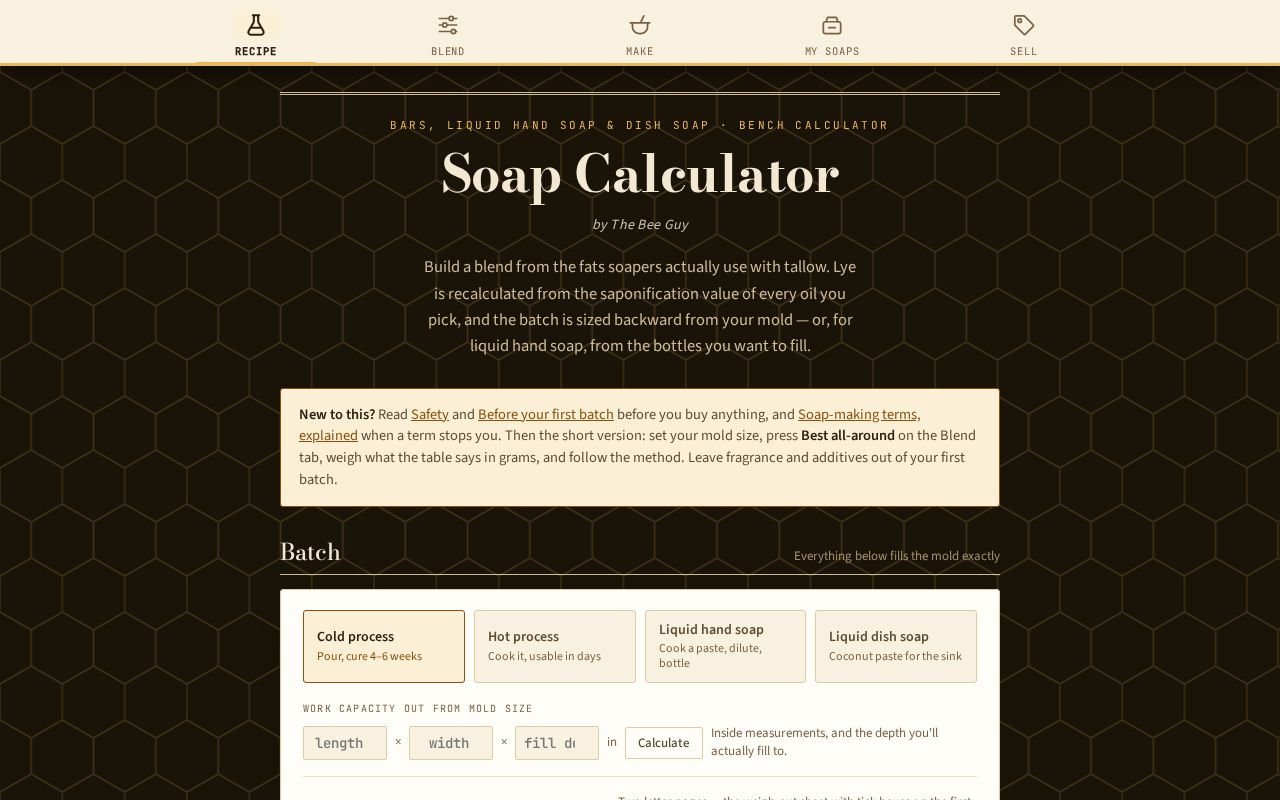 Preview of Bee Guy Soap Calculator