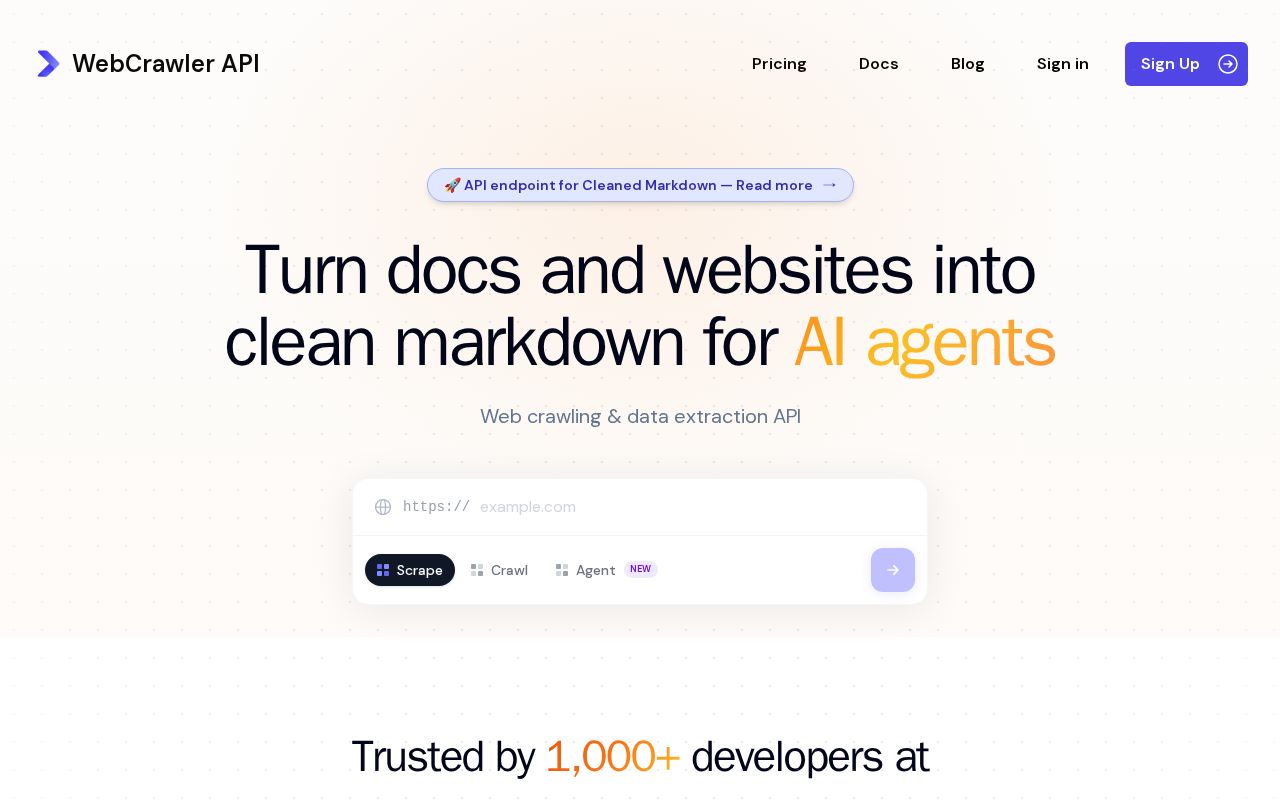 Preview of Webcrawlerapi Com