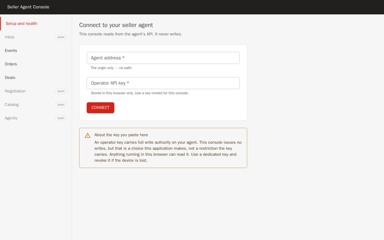 Preview of Seller Agent Console