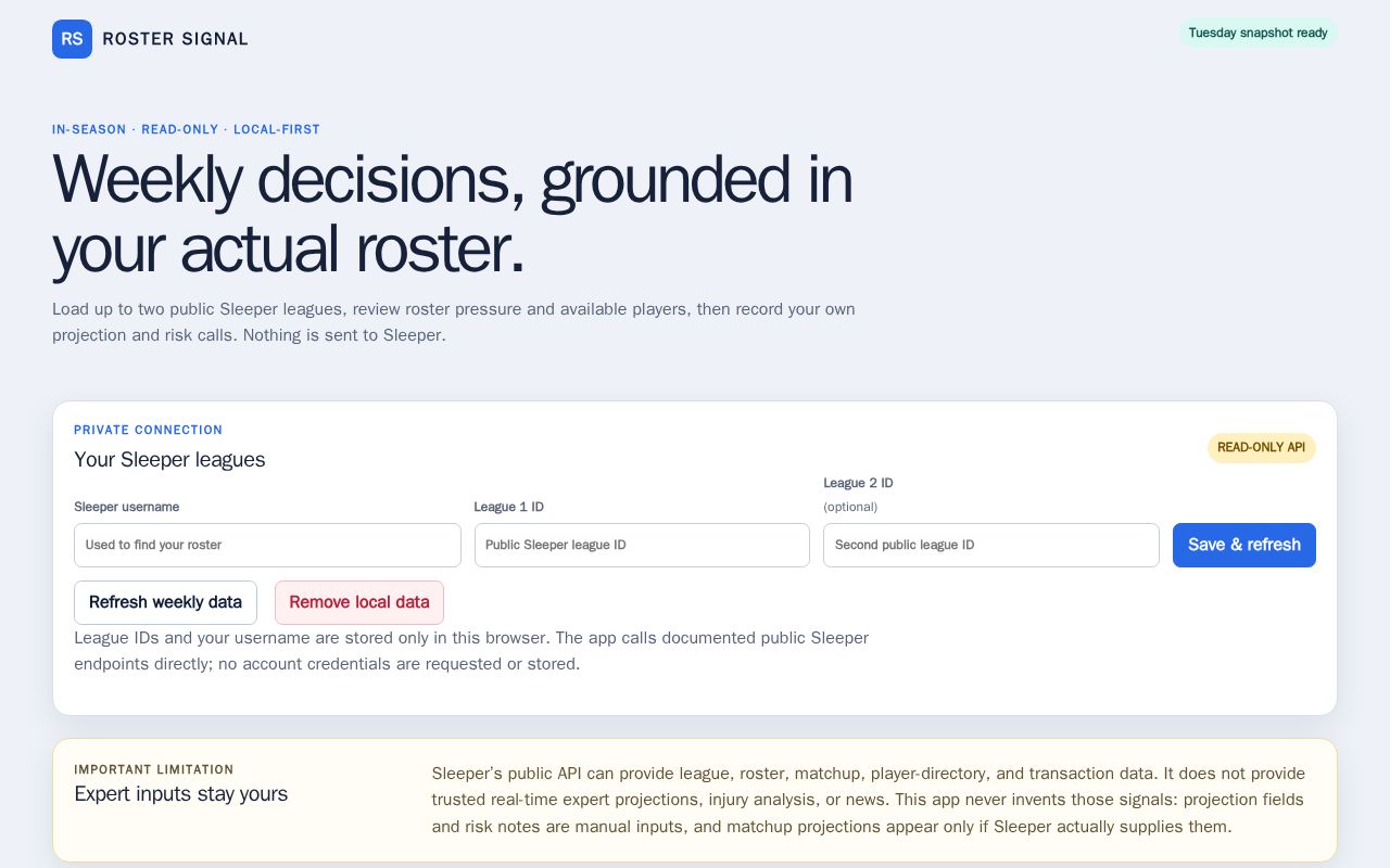 Preview of Roster Signal