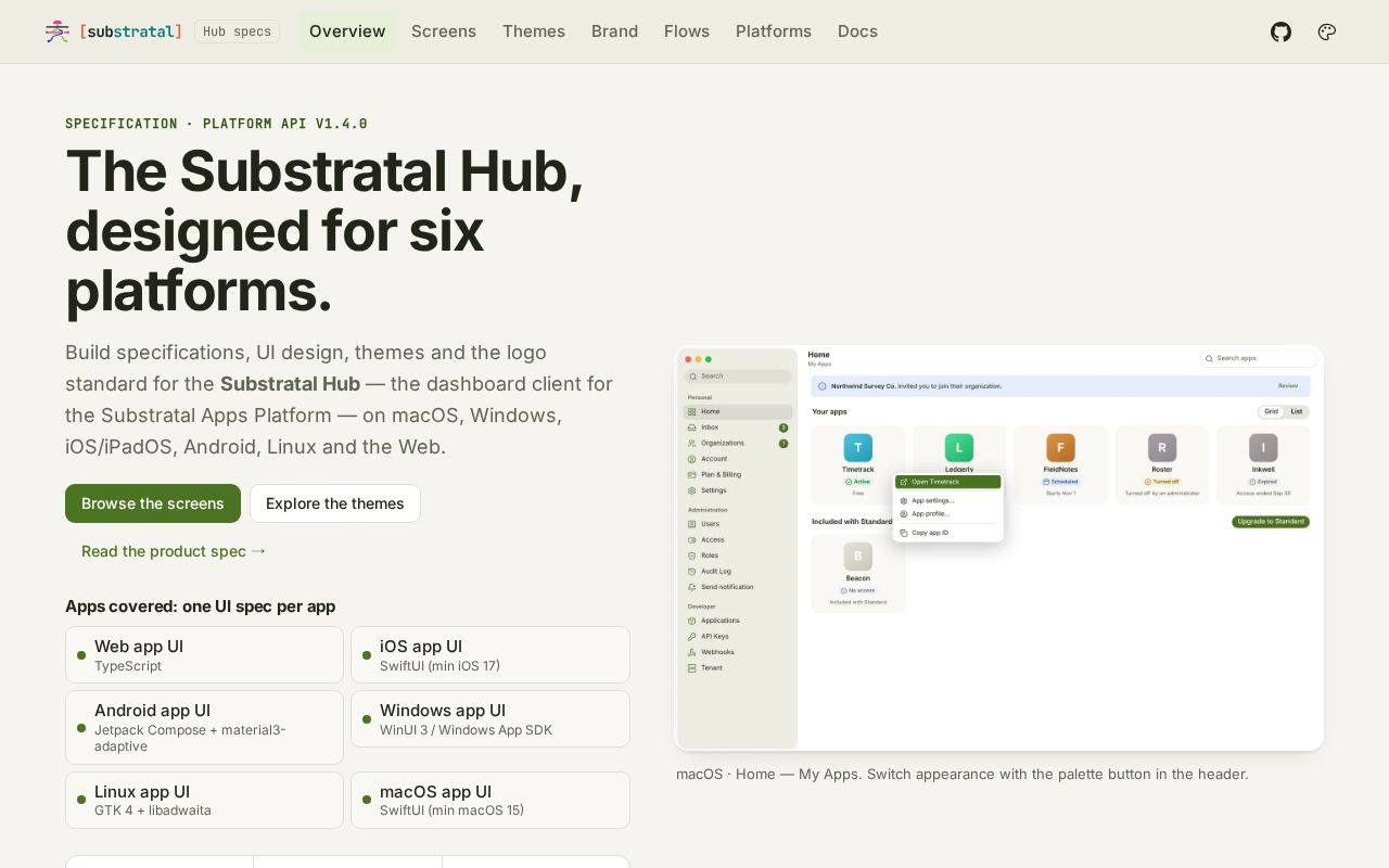 Preview of Substratalapps Applications Specs