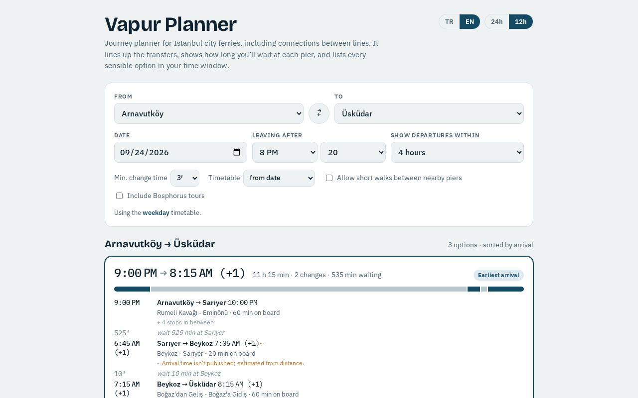 Preview of VapurPlanner