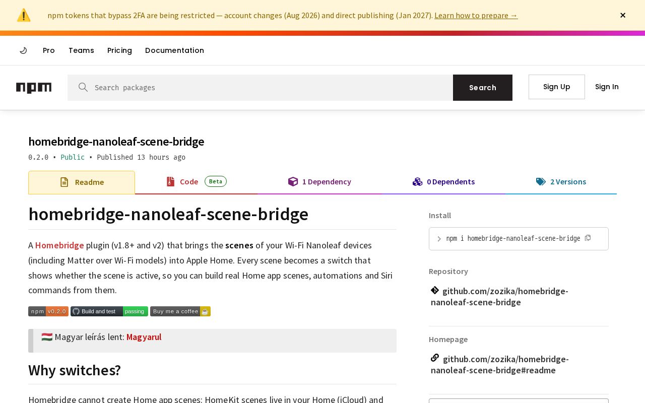 Preview of Homebridge Nanoleaf Scene Bridge