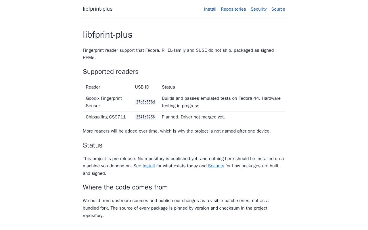 Preview of libfprint-plus