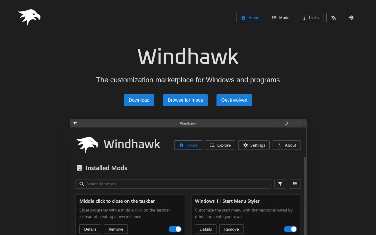 Preview of Windhawk Komorebi Workspaces