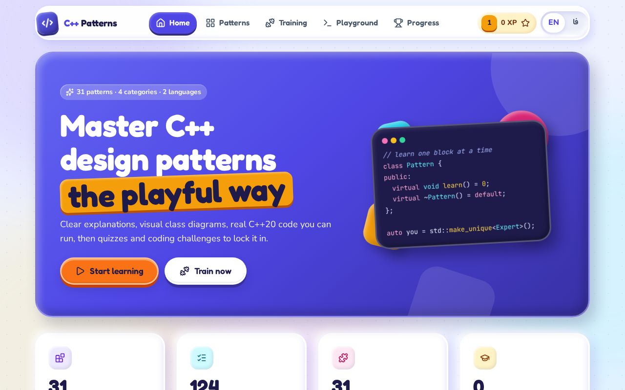 Preview of Cpp Patterns Trainer