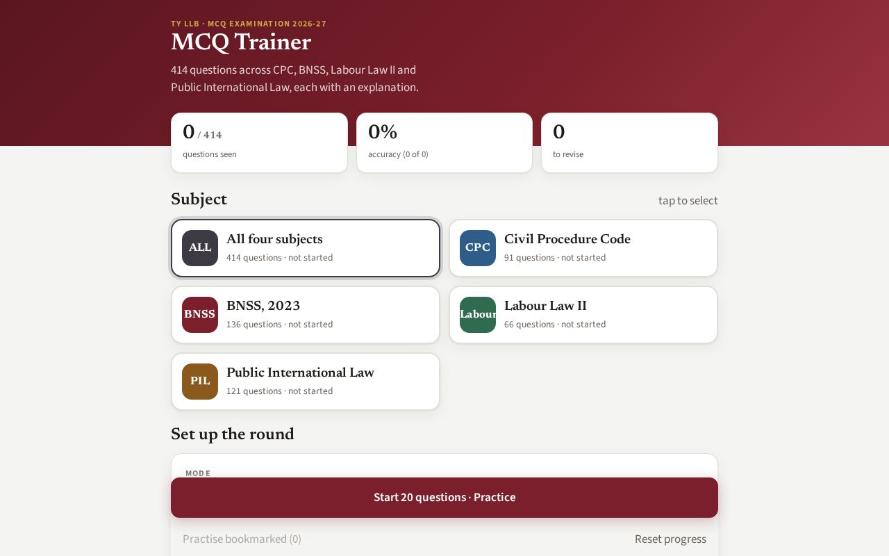 Preview of TY LLB MCQ Trainer