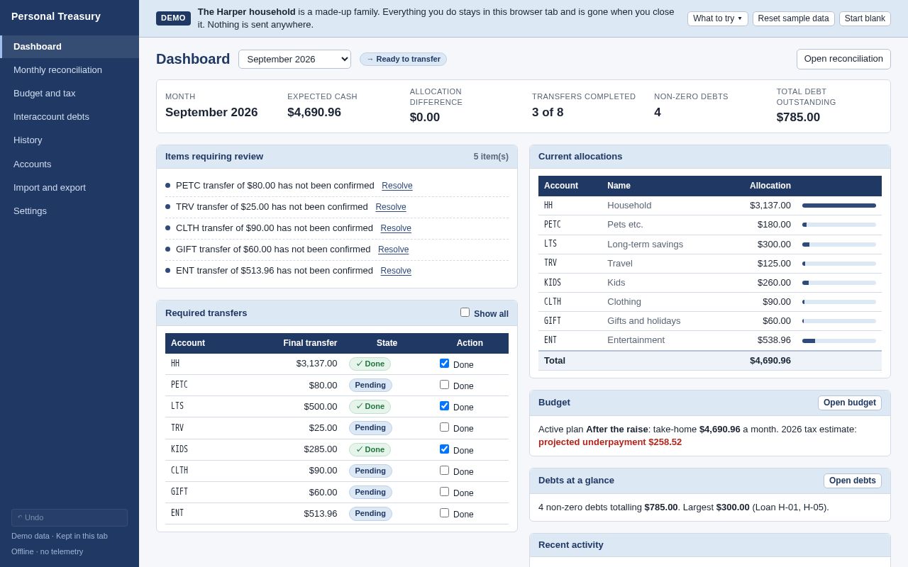 Preview of Personal Treasury