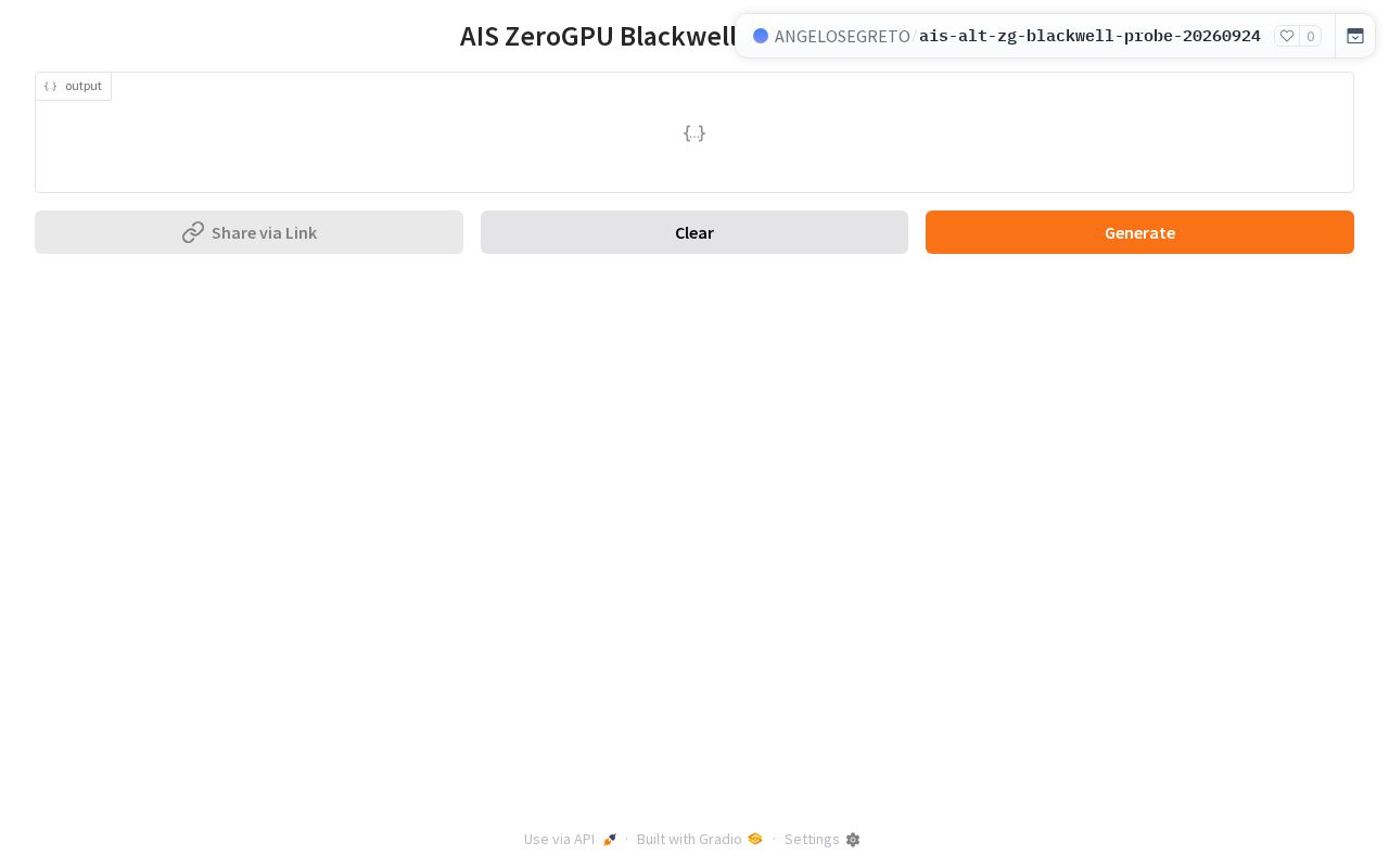 Preview of AIS ALT ZeroGPU Blackwell Probe