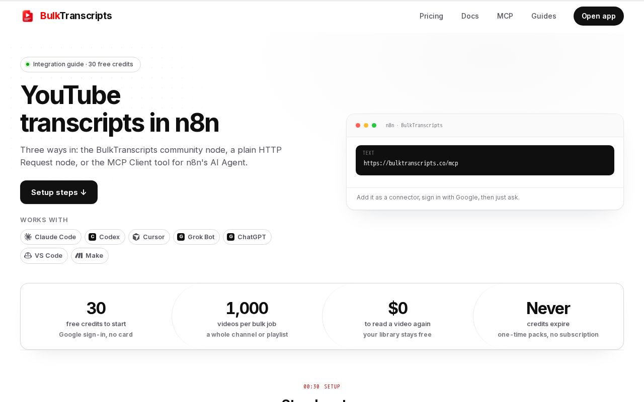 Preview of N8n Nodes Bulktranscripts