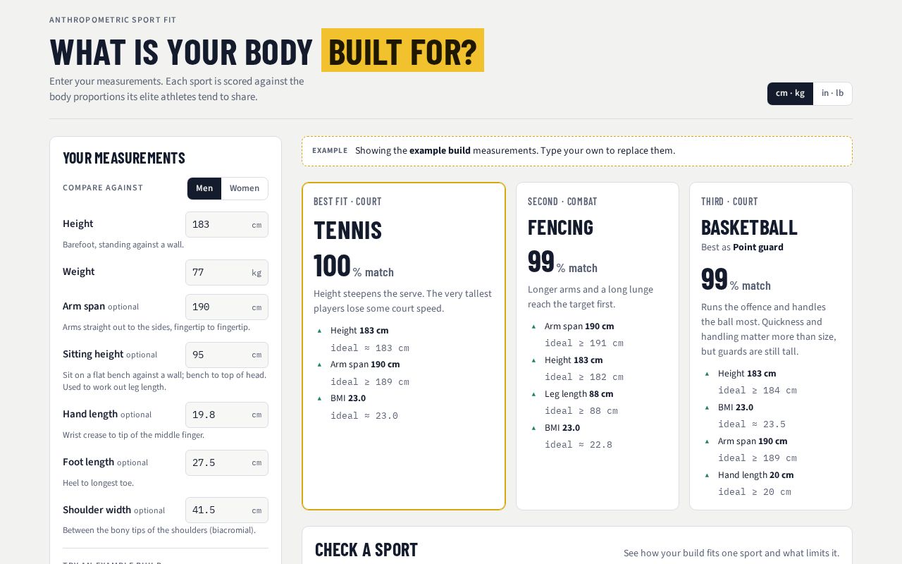 Preview of What Sport Is Your Body Built For? Compare with Olympic Athletes