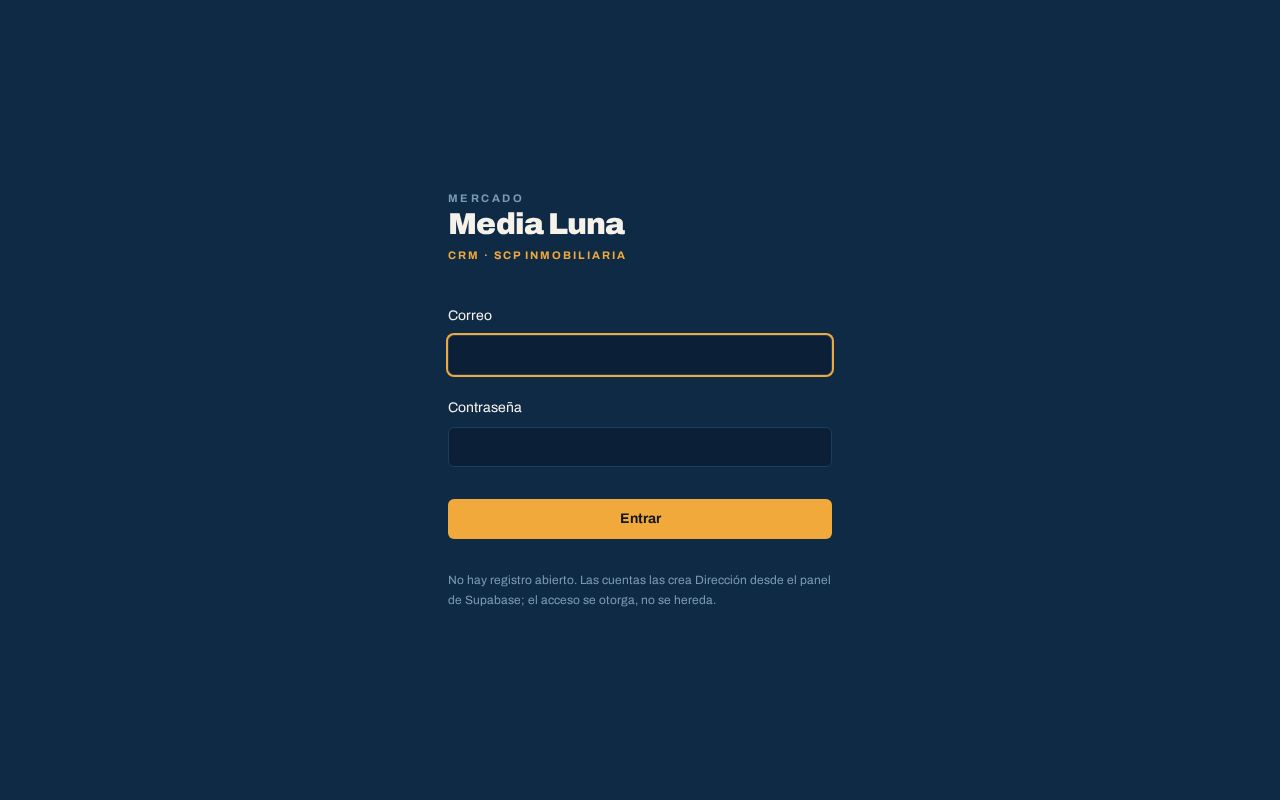Preview of CRM del proyecto Mercado Media Luna de SCP Inmobiliaria
