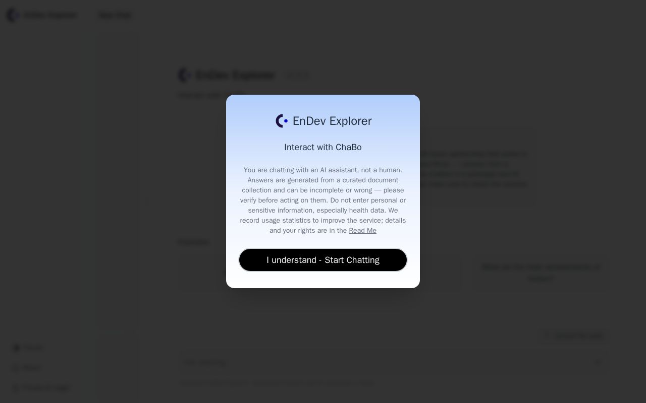 Preview of ChaBo UI — EnDev Explorer