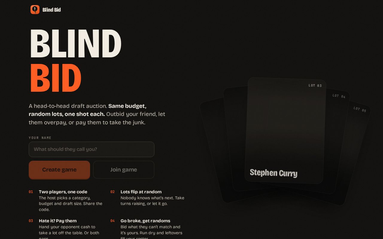 Preview of Blind Bid