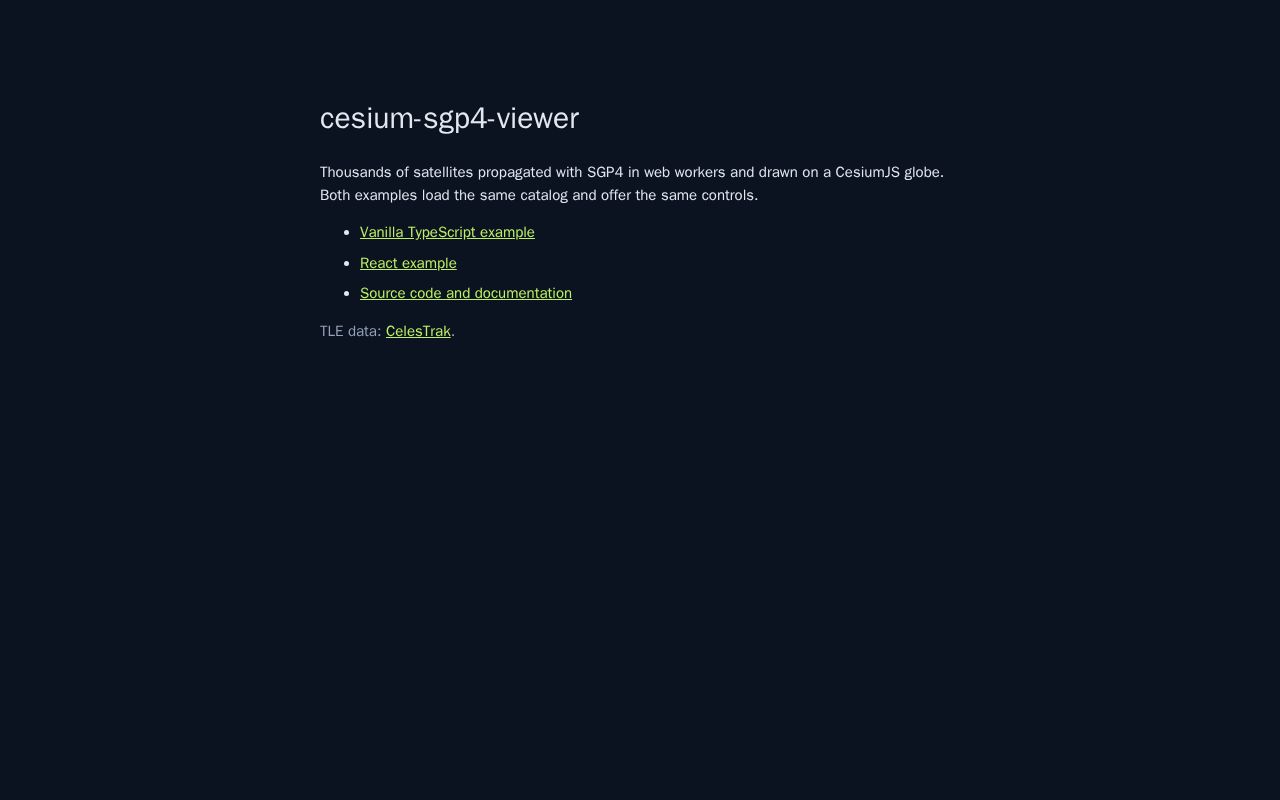 Preview of Cesium Sgp4 Viewer