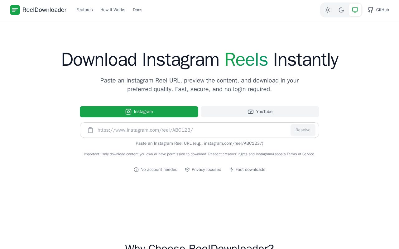 Preview of ReelsDOwnloader
