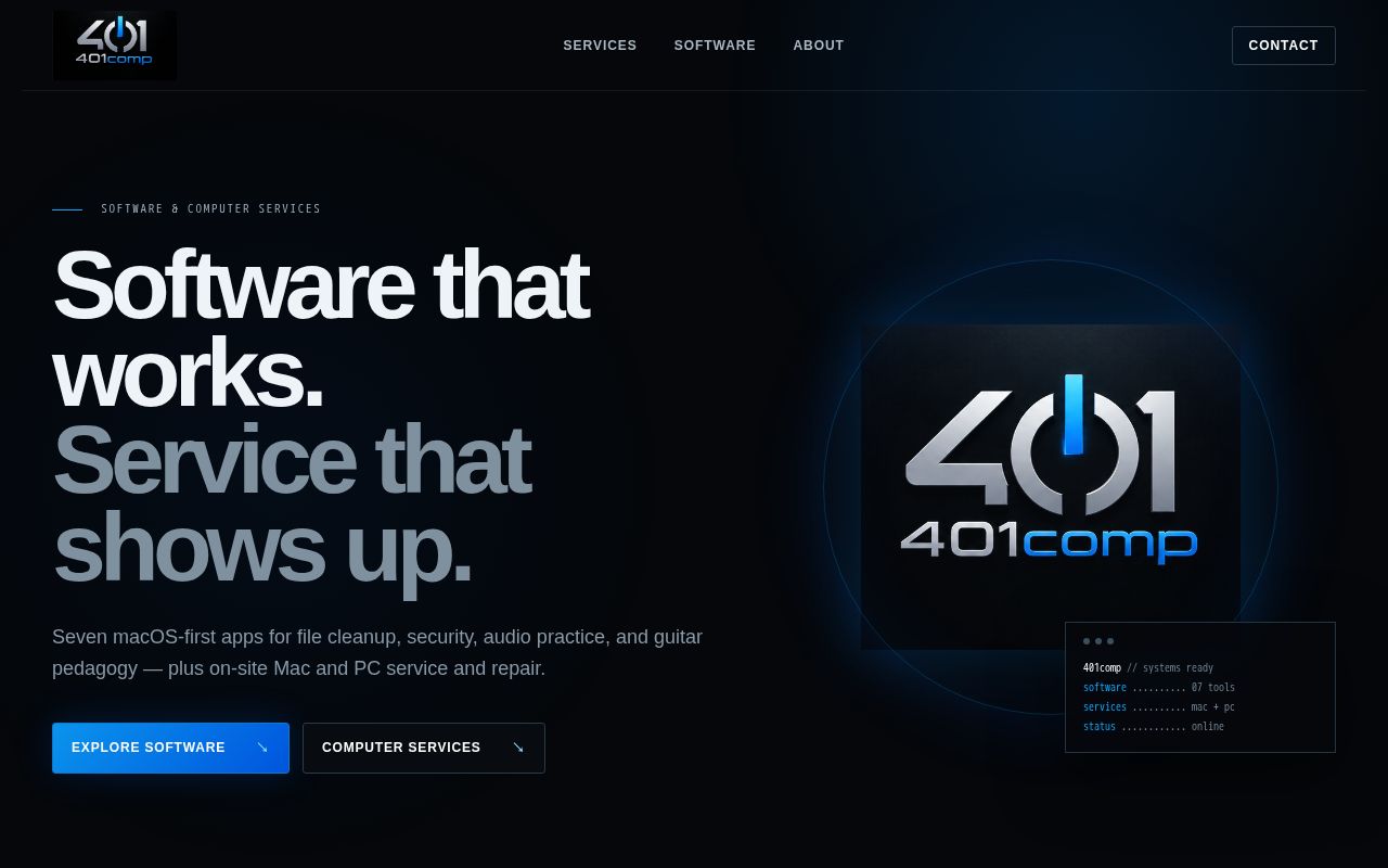 Preview of Software portfolio site for 401comp.com