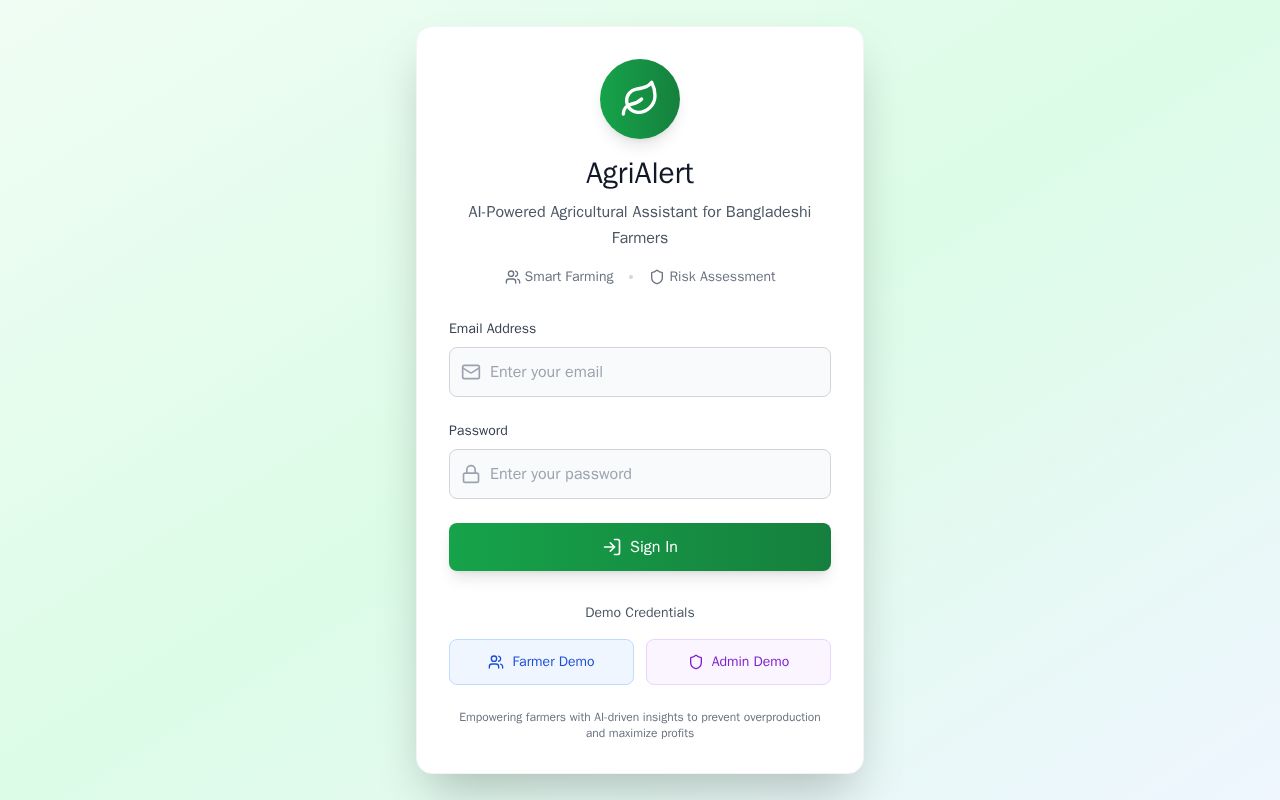 Preview of AgriAlert — an AI-powered agricultural assistant