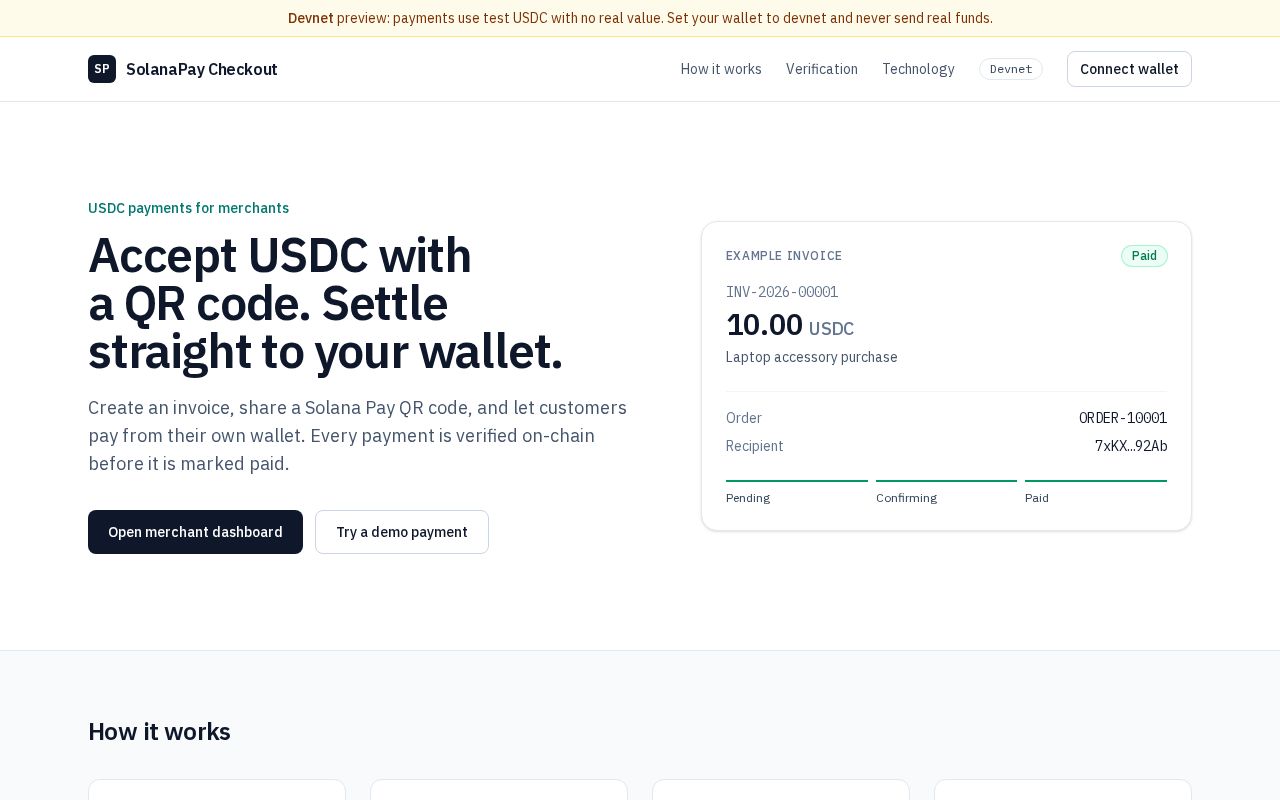 Preview of Solanapay Checkout