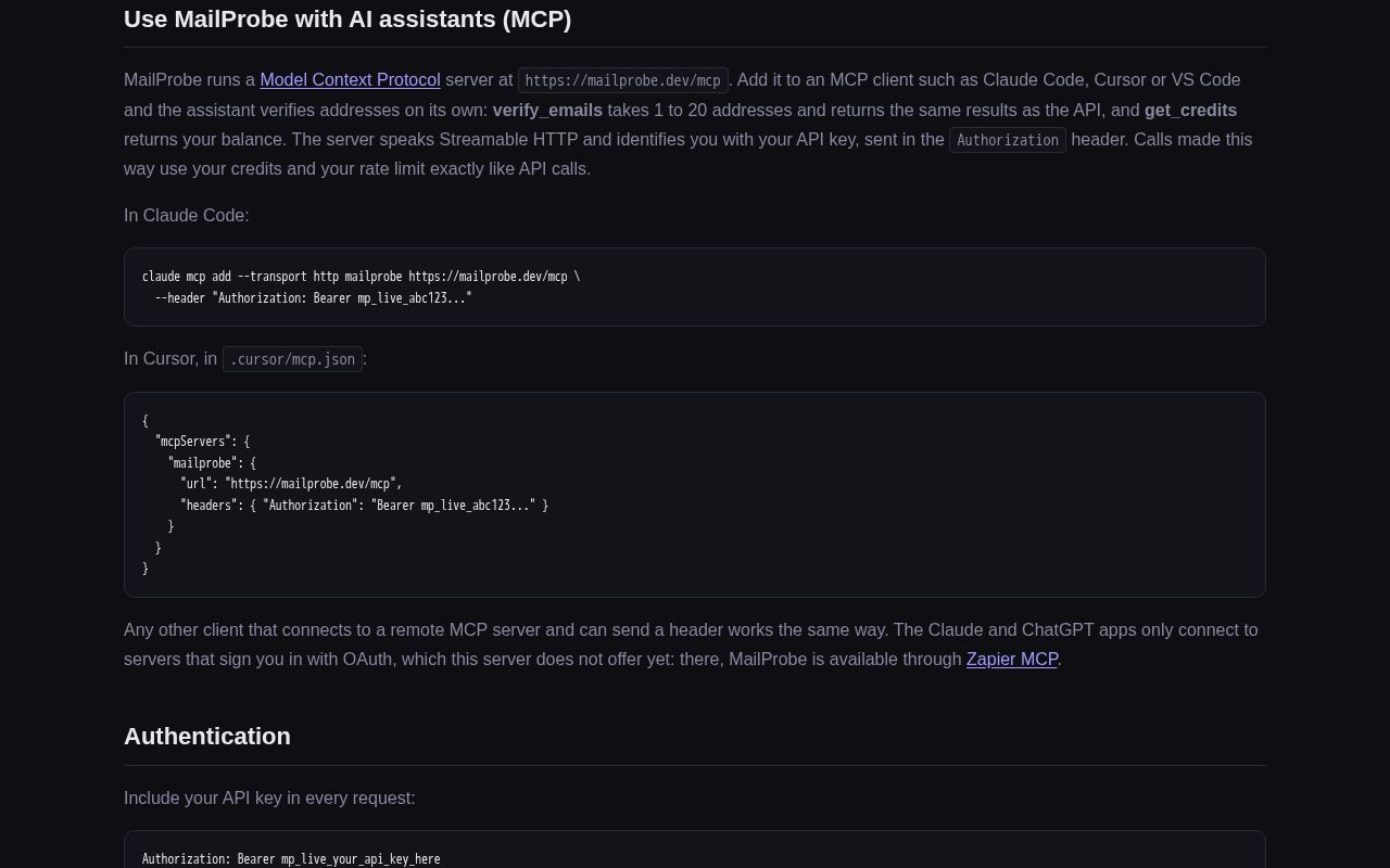 Preview of Mailprobe Mcp