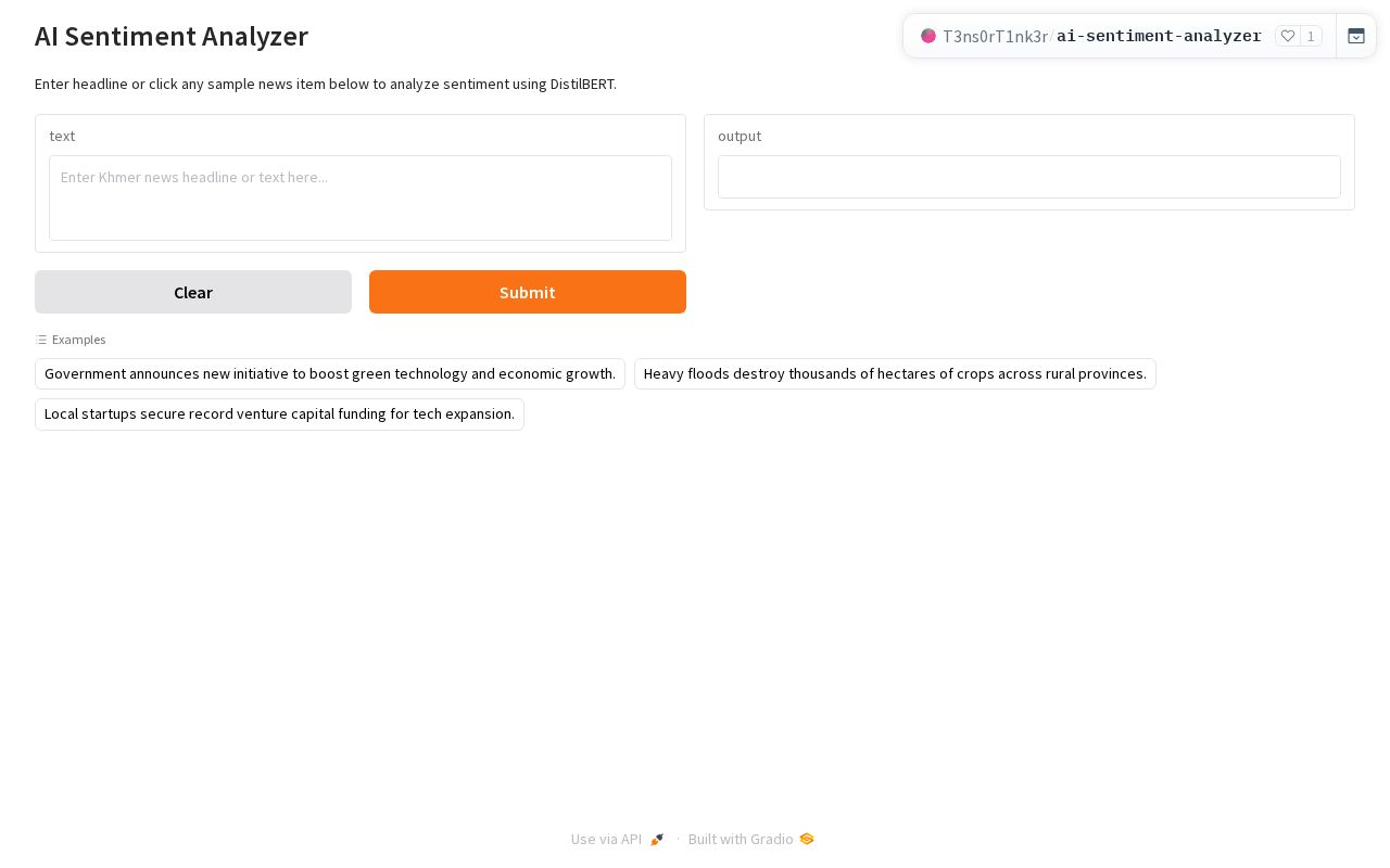 Preview of AI Sentiment Analyzer