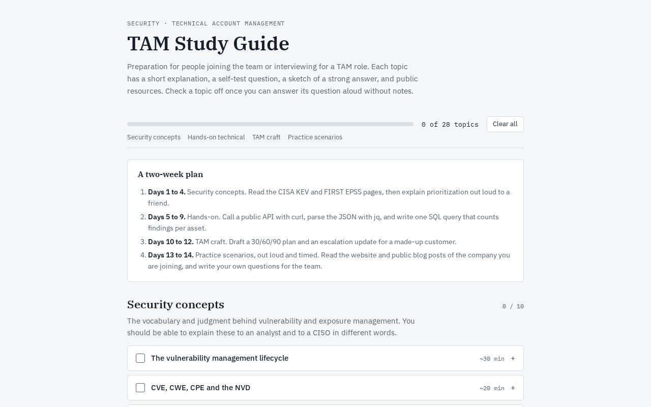 Preview of Tam Study Guide