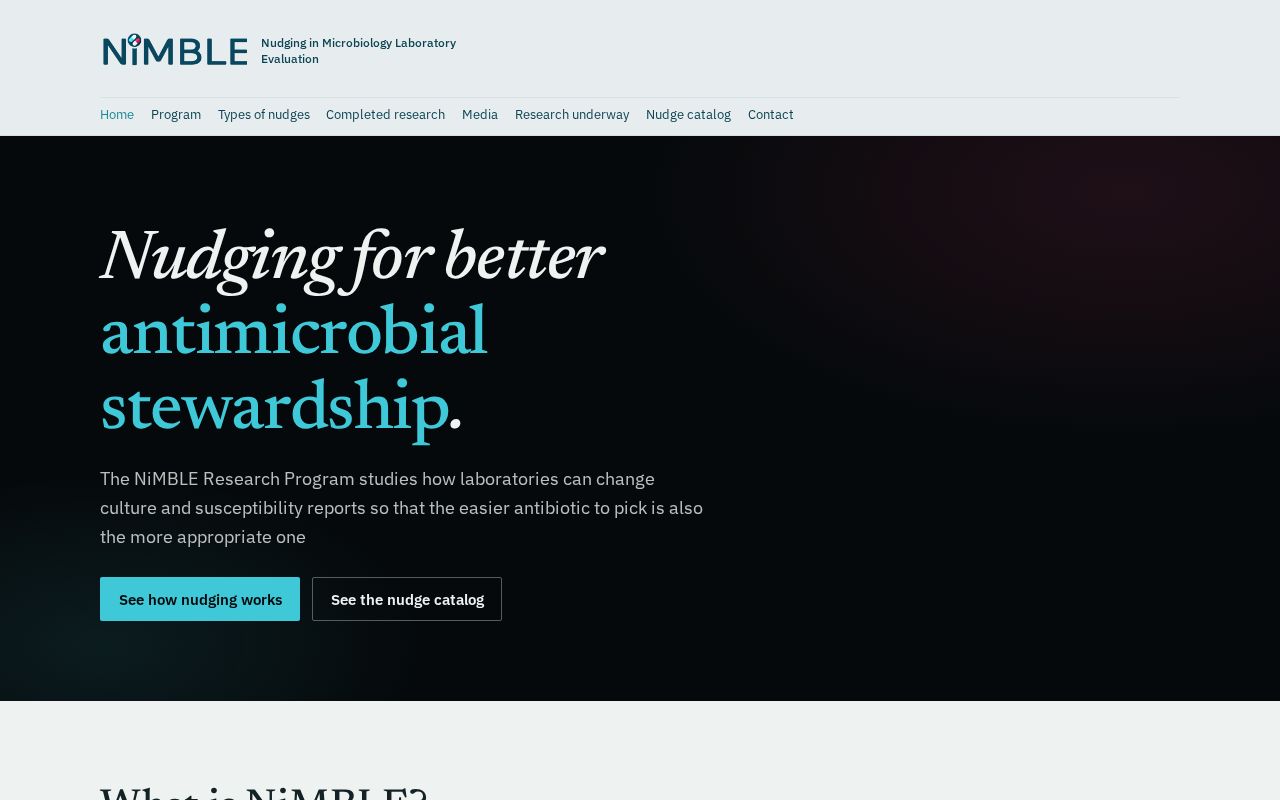 Preview of NiMBLE research program website