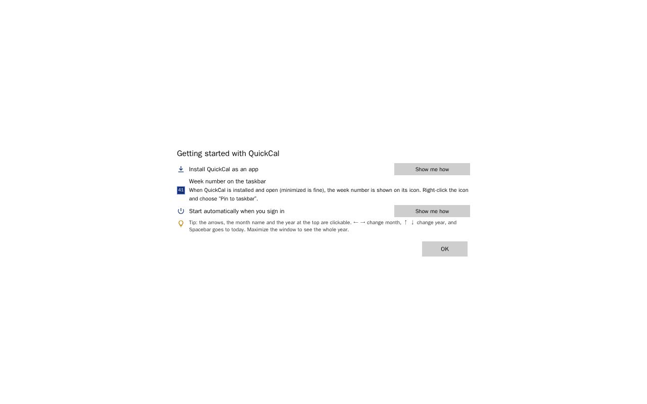 Preview of QuickCal