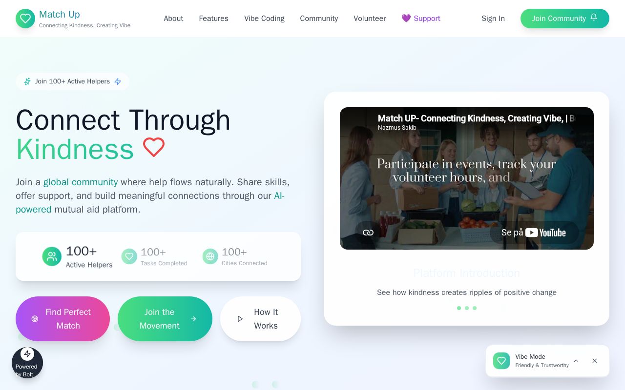 Preview of Match UP- Connecting Kindness, Creating Vibe
