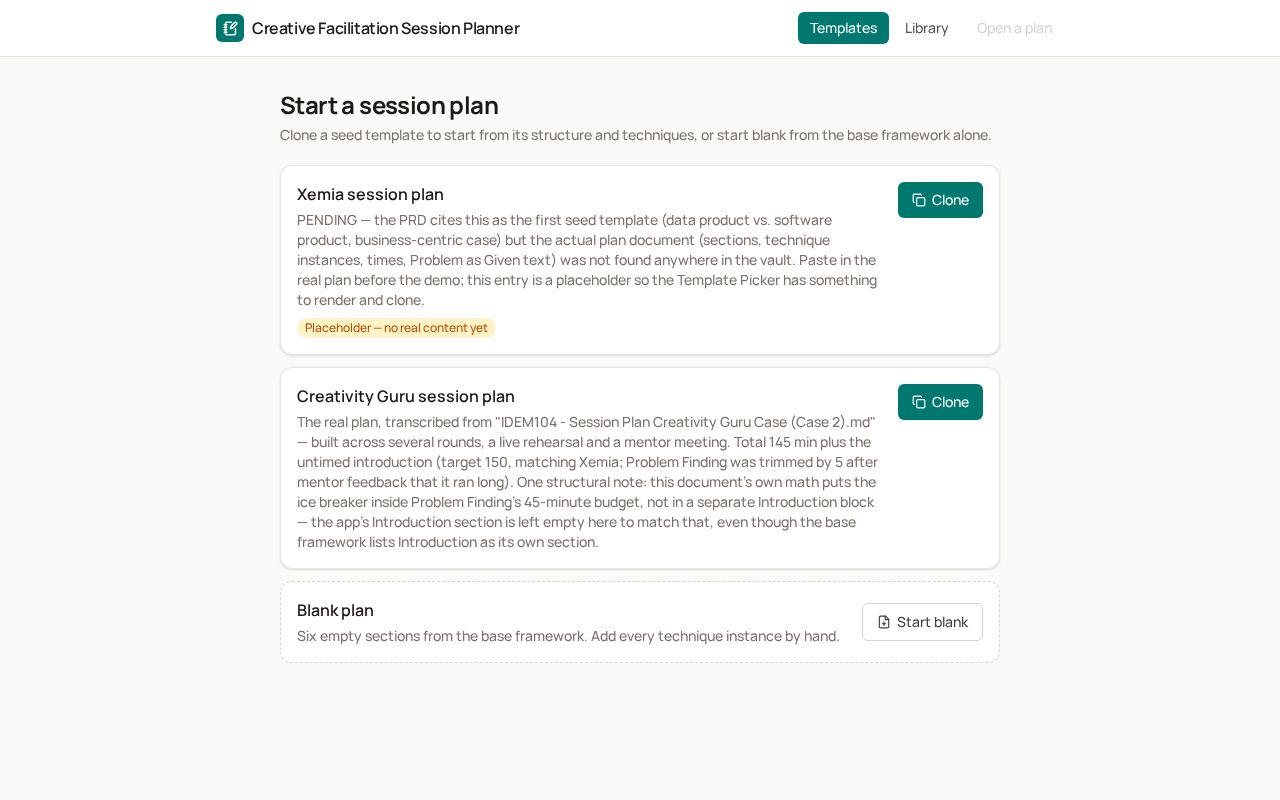 Preview of Creative Facilitation Planner