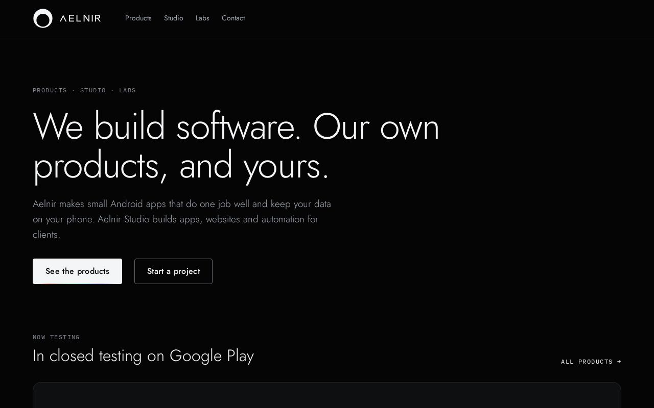 Preview of Aelnir Website