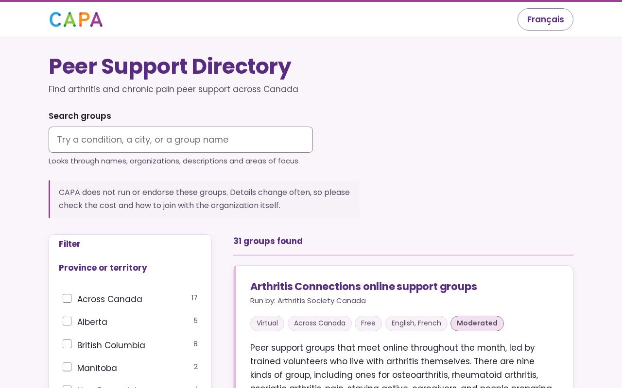 Preview of Capa Peer Support Directory