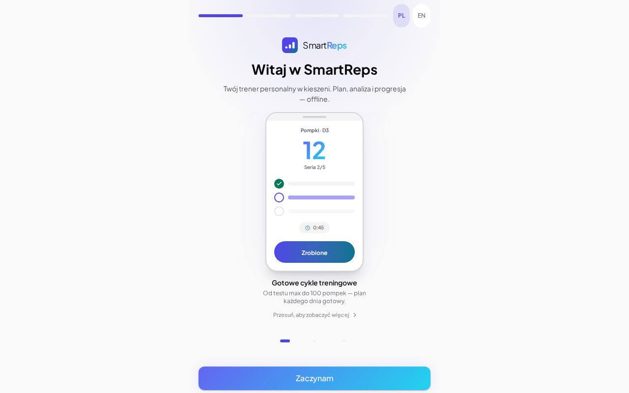 Preview of Offline-first PWA for push-up and pull-up training cycles