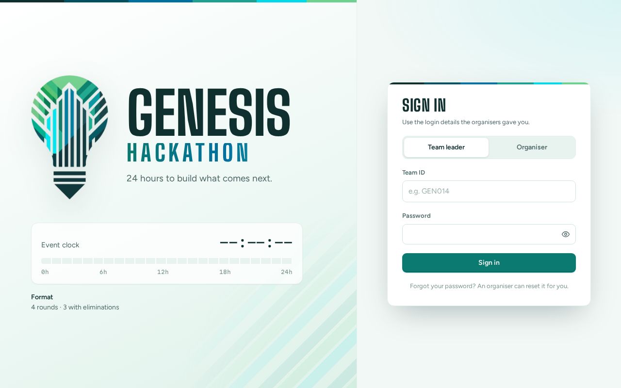 Preview of Genesis Hackathon Site