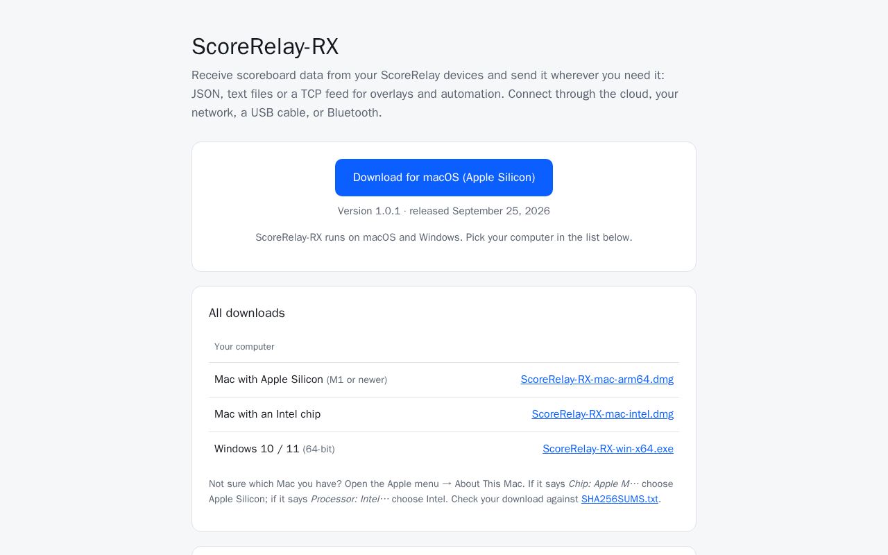 Preview of ScoreRelay RX