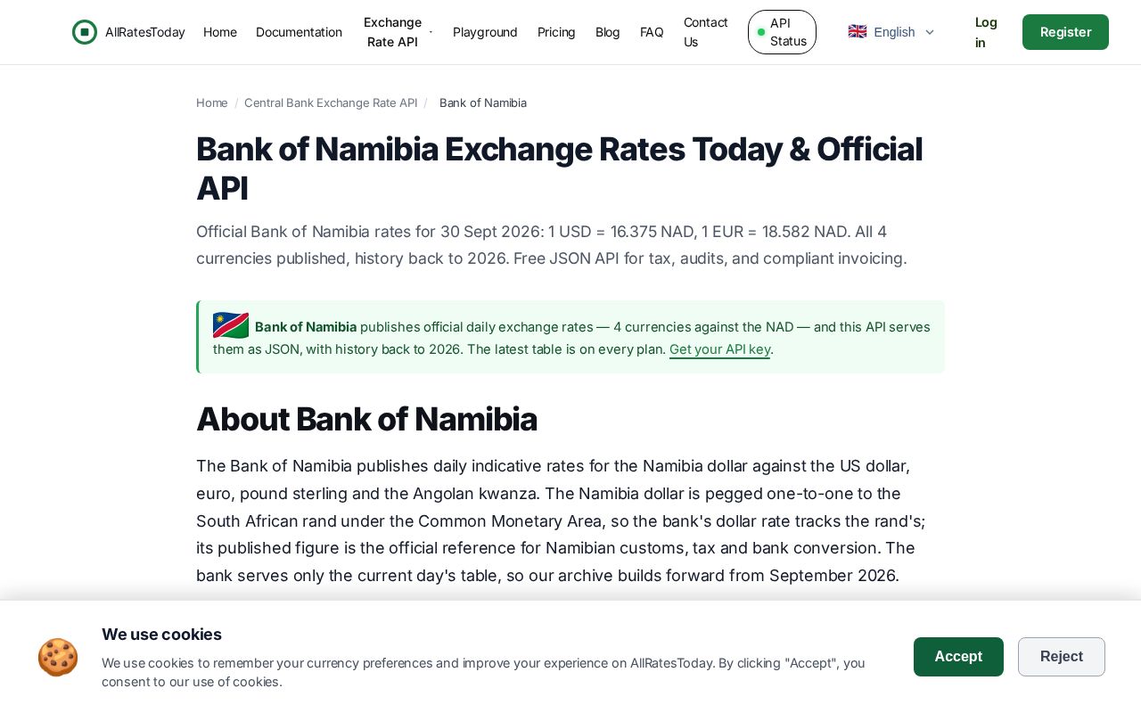 Preview of Bank Of Namibia Exchange Rate