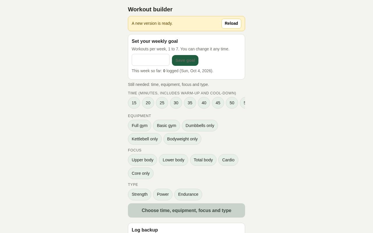 Preview of Workout Builder
