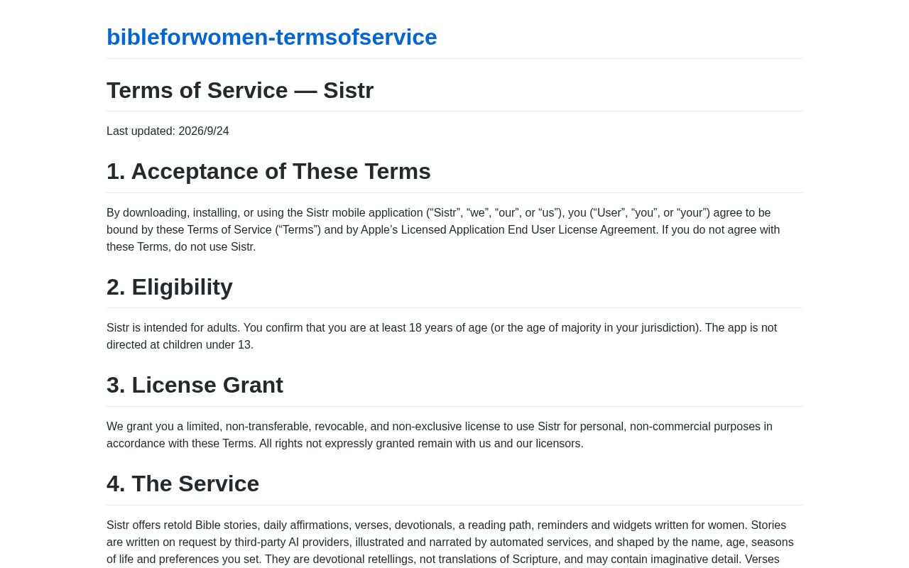 Preview of Bibleforwomen Termsofservice