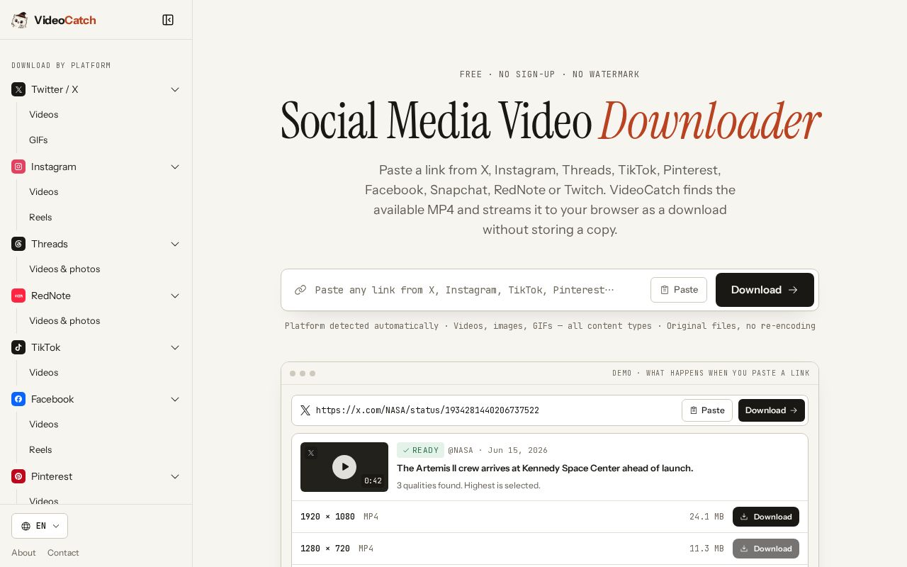 Preview of Videocatch Org