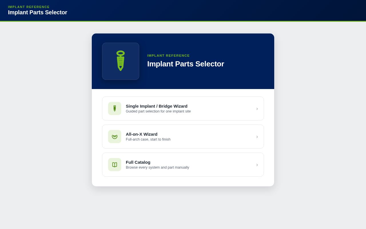 Preview of Implant Selector