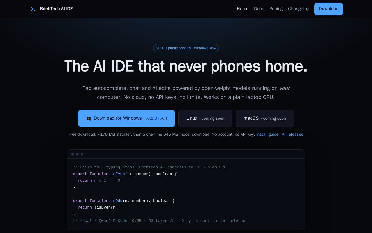 Preview of BdebTech AI IDE